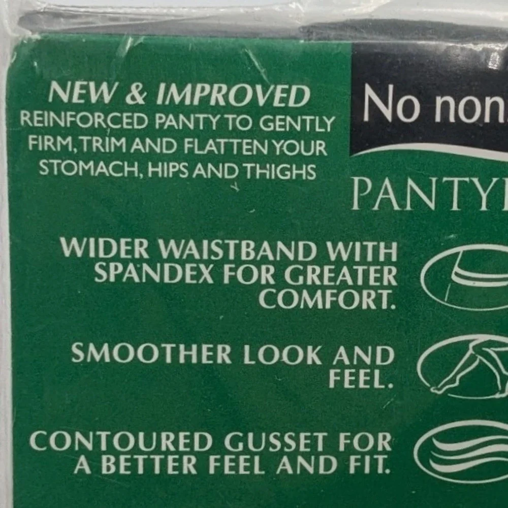 No‎ Nonsense Control Top Premium Nylon Pantyhose Off Black Sheer Toe Size Q M44